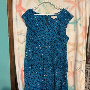 Michael Kors Blue and Black Floral Patterned Dress